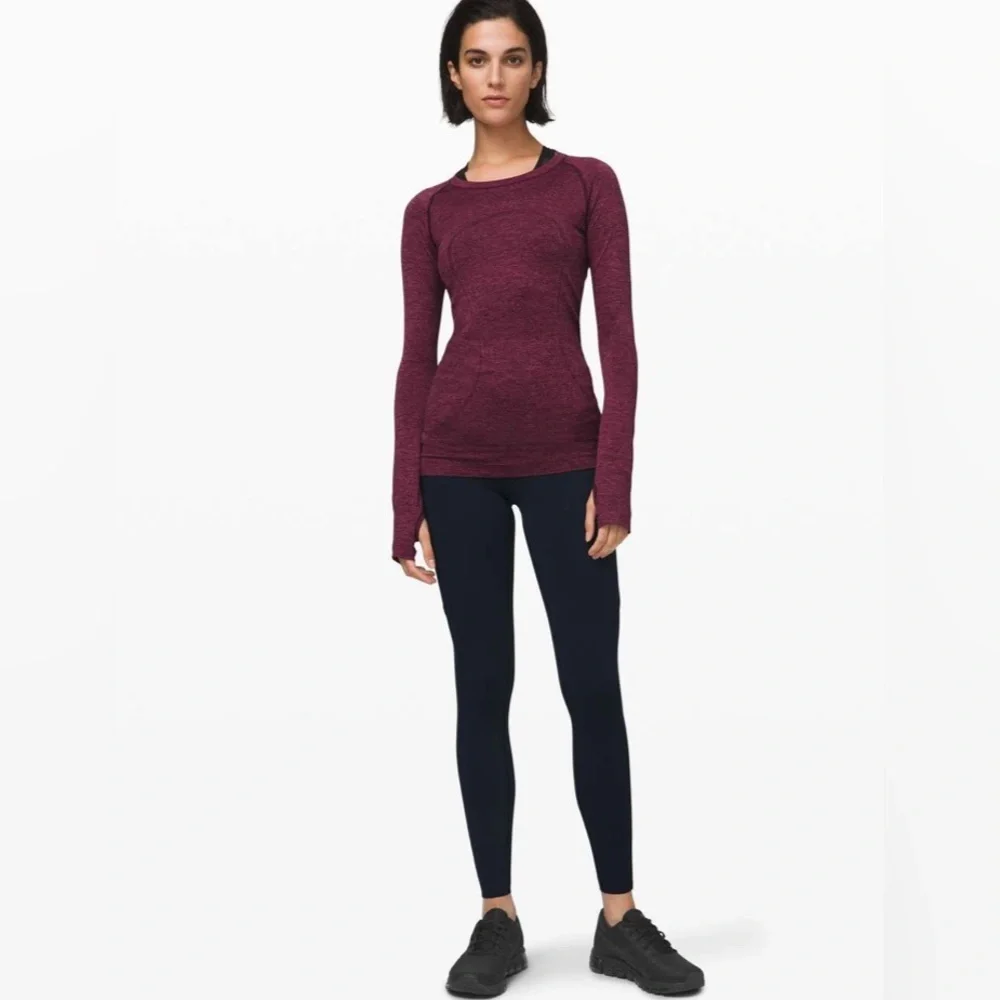 Lululemon Swiftly Tech Long Sleeve Merlot Crew Running Gym Workout Top Shirt